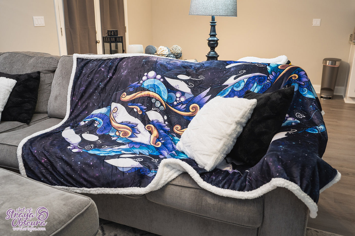 Cosmic Whales Sherpa Blanket