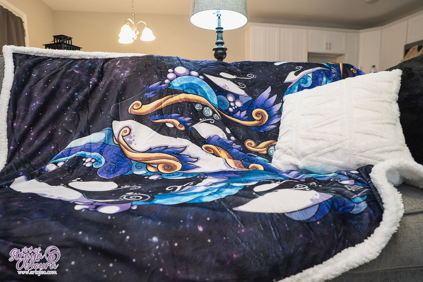 Cosmic Whales Sherpa Blanket